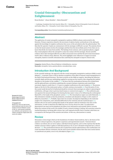 Cranial Osteopathy: Obscurantism and Enlightenment .